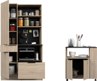 Fumay 1 Küchenbuffet mit Rollschrank – Eiche/Beton