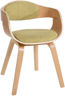 DELUKE® Besucherstuhl LONDON Stoff - 73x49x46cm, Natur/Hellgrün Stoff Holz Gestell Konferenzstuhl Wartezimmerstuhl