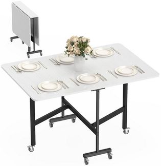 HOMCOM Klapptisch Mobiler Esstisch (Set, 1-St, 1 Tisch), Platzsparend, klappbar, mit Rollen