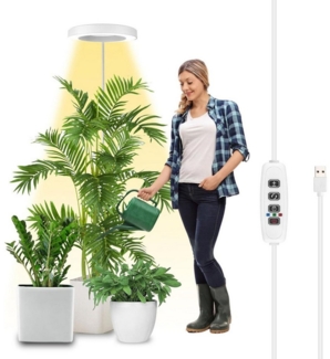 Laybasic Pflanzenlampe 72LEDs Pflanzenlampe Vollspektrum,Garten Zimmergewächshaus Growlight, 35–155 cm höhenverstellbar,Dimmbare Helligkeit,3/9/12H Timer