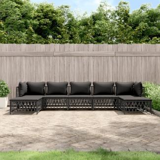 vidaXL 7-tlg. Garten-Lounge-Set mit Kissen Anthrazit Stahl