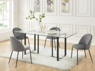 Vente-unique - Stuhl 6er-Set - Samt & Schwarzer Edelstahl - Grau - MELBOURNE