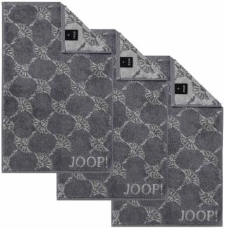 JOOP! Gästetuch Classic Frottierkollektion, 3er Pack - Walkfrottier Anthrazit Cornflower 30x50cm