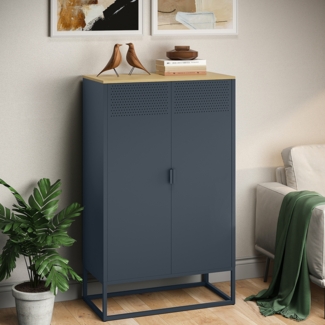 skølm 'Izar' Metallkommode, Doppeltür, MDF Ablagefläche, anthrazit, 135x80x40 cm