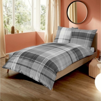 Kaeppel Bettwäsche 135x200 cm Tonight Karo Grau, Biber, 2 teilig, elegantes Karo-Design