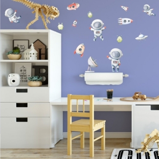 Sunnywall Wandtattoo Astronaut - Wandtattoo Kinderzimmer Baby Wandaufkleber (6 St), konturgeschnitten