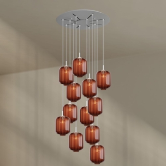 s.luce Velo Galerie-Hängeleuchte 12-flammig Ø 80cm Ø 25cm Braun, Weiß