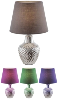 RGB LED Tischleuchte, Textil, braun, Chrom, E14, H 32cm