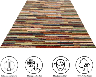 THEKO Wollteppich Gabbeh Multi, Handgefertigt, Teppich, meliert, reine Wolle, rechteckig, Höhe: 15 mm, Wohnzimmer, Schlafzimmer, Esszimmer