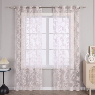 Joyswahl Gardine, Ösen (1 St), transparent, wohnzimmer modern, voile, mit Ranken Muster