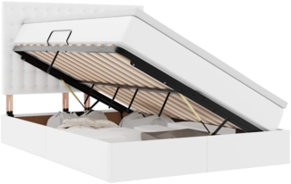 vidaXL Bett mit LED-Lichtleisten Reinweiß 140 x 190 cm PVC 3372302