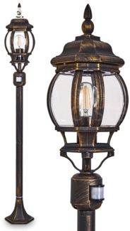 hofstein Außen-Stehlampe »Meyen« Außenleuchte, Aluguss in Braun/Gold mit Kunststoff-Scheiben, ohne Leuchtmittel, Gartenlampe, E27, IP44 m. Bewegungsmelder