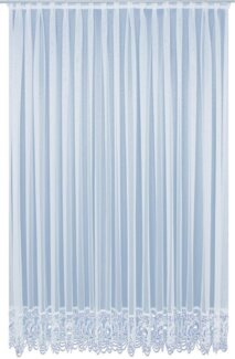 Wirth Gardine Elena, Faltenband (1 St), halbtransparent, Sablé, Store veredelt mit echter Plauener Spitze Stickerei, gerade