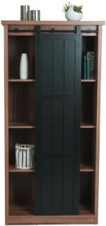 Schrank HWC-K75, Kommode Highboard, Schiebetüre 8 Staufächer, Holz-Optik Industrial Metall 163 x 76 x 38 cm ~ braun