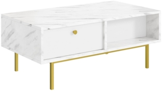 ALTDECOR Couchtisch TERRA (Kaffeetisch Wohnzimmertisch Modern Sofatisch Stubentisch), Kaffeetisch mit Verstecktem Stauraum und Ablage, Marmoroptik
