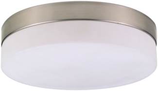 Deckenleuchte, nickel matt, Glas opal, D 24 cm