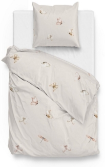 Zo! Home Mako-Satin Bettwäsche 135x200 Maribosa beige Schmetterlinge Libellen