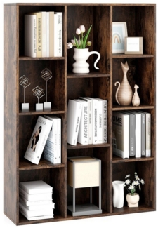 COSTWAY Bücherregal, mit 11 Fächern, bis 140 kg belastbar, 74x24x106cm