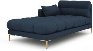 Micadoni Recamiere Mamaia 1-Sitzer Links Strukturierter Stoff Blau Metall Gold