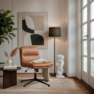 HOME DELUXE Retro-Drehstuhl höhenverstellbar LUYA - Braun/Cognac