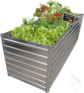 Hochbeet Metall eckig 240x77x77cm, silber, Gartenbeet, Pflanzbeet, Kräuterbeet