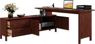 Home affaire Schreibtisch Luven, Breite 170-304 cm, Eckschreibtisch aus Massivholz