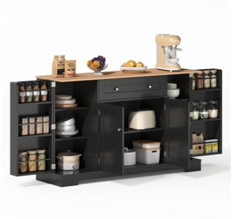 Odikalo Küchenbuffet Sideboard Schrank Schublade Regal Tür Einlegeböden Küche Weiß/Schwarz
