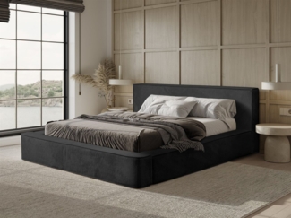 Polsterbett Doppelbett MODESTO 160x200cm in Stoff Lincoln Schwarz