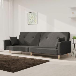 vidaXL Schlafsofa 2-Sitzer mit 2 Kissen Dunkelgrau Stoff