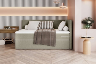 99rooms Phönix Mini Plus Boxspringbett 90x200 cm Webstoff MALMO_NEW Beige Seitenteil rechts