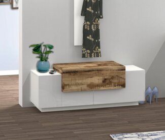 INOSIGN Schuhbank Coro, Schuhbank, Schuhkommode, Schuhregal grifflos, Doppeltiefe, 2 Türen, 1 Klappe, Hochglanz Fronten, Breite 120