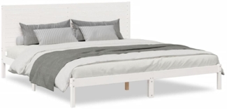 vidaXL Massivholzbett Extra Lang ohne Matratze Weiß 200x210 cm 3309306