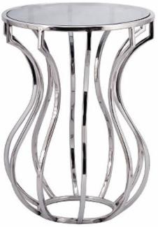 Casa Padrino Designer Beistelltisch Silber / Schwarz Ø 40 x H. 55 cm - Runder Luxus Tisch mit getönter Glasplatte