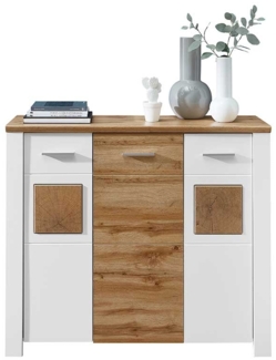 Kommode vito Materio, Holzwerkstoff, Kunststoff, Weiß, Holzfarben, 122 x 105 x 39 cm