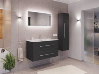 Badmöbel Set Firenze 100 3tlg. LED Spiegel und Hochschrank grafit : Grafit
