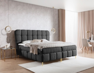 Boxspringbett Schlafzimmerbett GRAZIA 180x200cm Stoff Corbett Schwarz