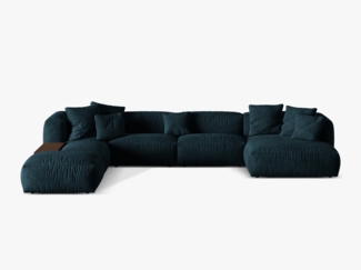Micadoni Panorama-Ecksofa Martina 5-Sitzer Samt Tiefes Petrol Links