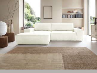 Vente-unique - Ecksofa mit Schlaffunktion - Ecke links - Cord - Weiß - AMELIA