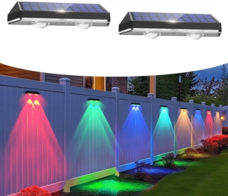 BlingBin LED Solarleuchte 2/4/6 Stück Wasserdichte Solarlampen für Außen Garten Dekoration, 8 Modes, LED fest integriert, Mehrfarbig, Solarlampe für Terrasse, Garten, Wand, Stufen und Treppen