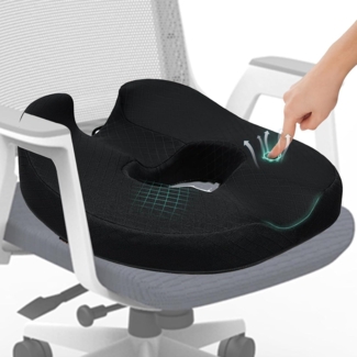 ZHOOGE Orthopädisches Sitzkissen Donut Schwarz 44.5 * 47.0 * 14cm Large