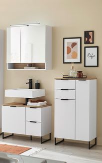 Badezimmer-Set >Denver< (3-tlg.) in weiß matt / Evoke Eiche Dekor - 160 x 195 x 35 (BxHxT)