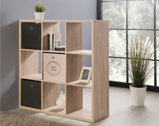 Max 9er Eiche Sägerau Dekor Raumteiler Regal Stauraumregal Bücherregal Büroregal