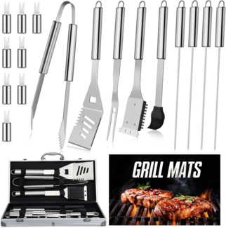 DRAGON RIOT Grillbesteck-Set, 19-teilig, Edelstahl, BBQ-Grillzubehör, im Alukoffer