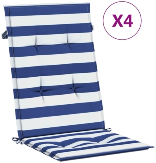 vidaXL Hochlehner-Auflagen 4 Stk. Blau & Weiß Gestreift Stoff 361254