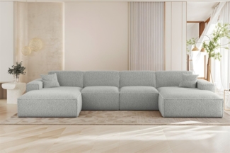 Wohnlandschaft Sofa U-Form CELES PREMIUM in Stoff Sven Hellgrau