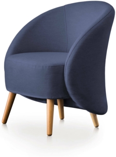 Dmora Alla-Sessel, Design-Loungesessel, 100 % Made in Italy, Relaxsessel aus gepolstertem Stoff, 70 x 60 x 80 cm, Blau
