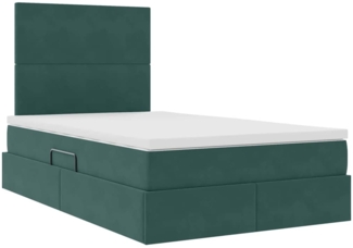 vidaXL Bett mit LED-Lichtleisten Dunkelgrün 120x200 cm Samt 3372600