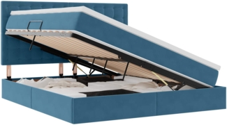 vidaXL Bett mit LED-Lichtleisten Dunkelblau 180 x 200 cm Samt 3372805