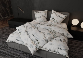 Mako Satin Bettwäsche Winter Wald 200x220 + 2x 80x80