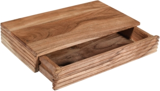 Steckboard mit Baumkante Schubladenregal Akazie massiv natur gerillt 45 x 25 x 8 cm LEONA 159474579